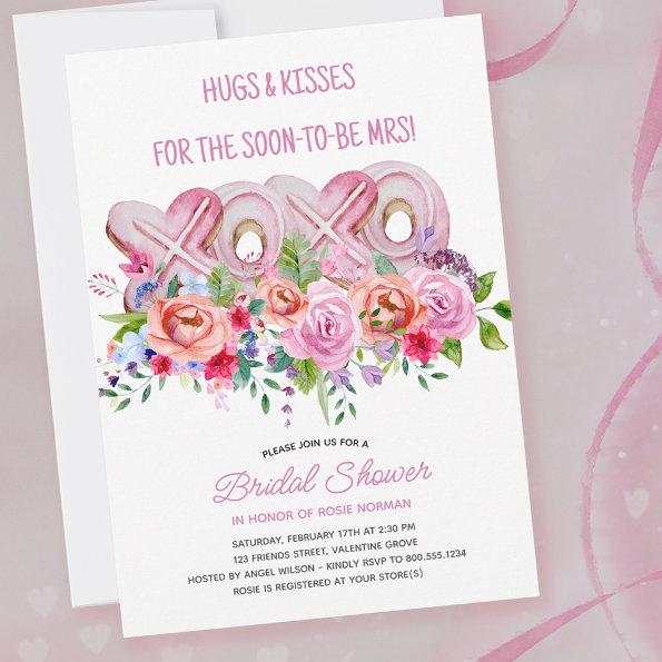 XOXO Pink Cookies Vibrant Floral Bridal Shower Invitations