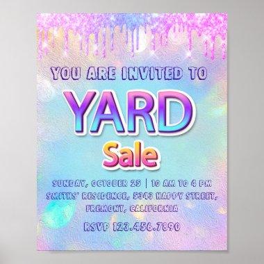 Yard Sale Home Drips Holographic Annucement Poster