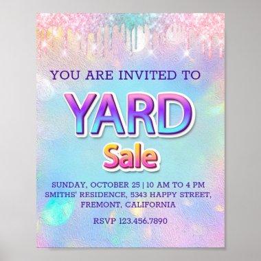 Yard Sale PINK Drips Holographic Annucement Poster