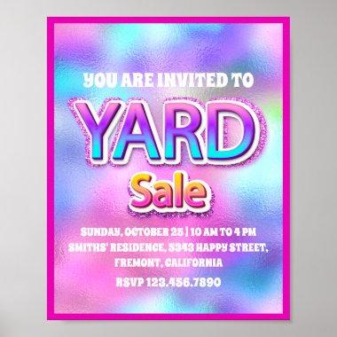 Yard Sale Pink Glitter Pastel Holographic Pinky Poster