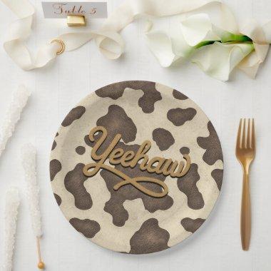 Yeehaw Brown Cow Country Western Rodeo Party Paper Plates