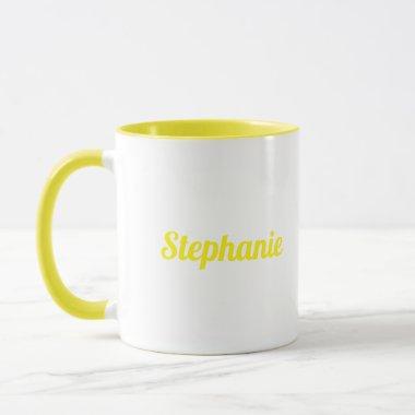 Yello White Elegant Custom Name Gift Party Favor Mug