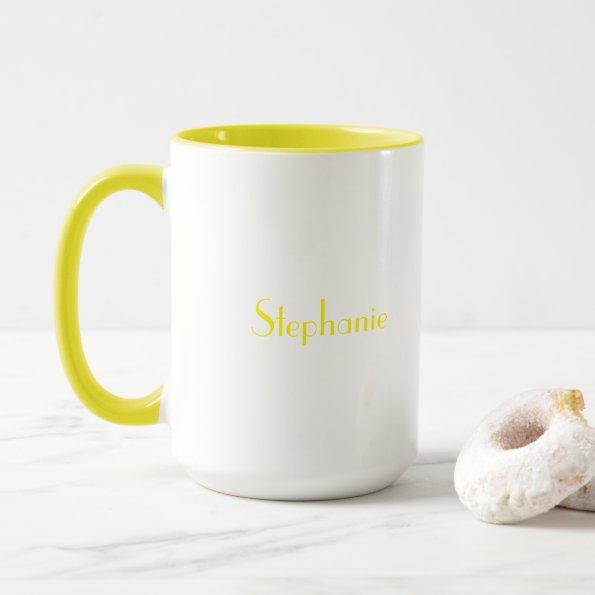 Yello White Elegant Custom Name Mother's Day Gift Mug