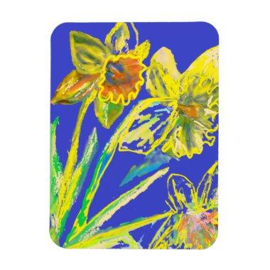 Yellow Abstract Daffodil Floral Flowers art Magnet