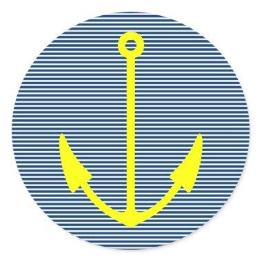 Yellow anchor stickers with navy blue stripes