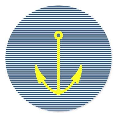 Yellow anchor stickers with navy blue stripes