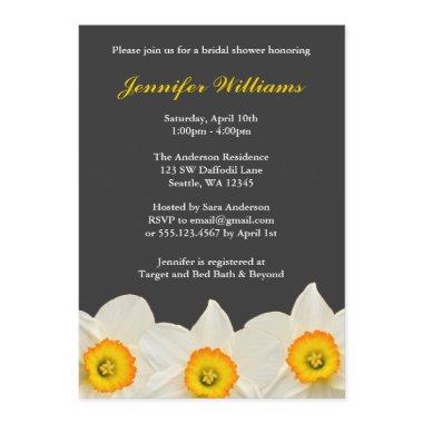 Yellow and Gray Daffodil Flower Bridal Shower Invitations