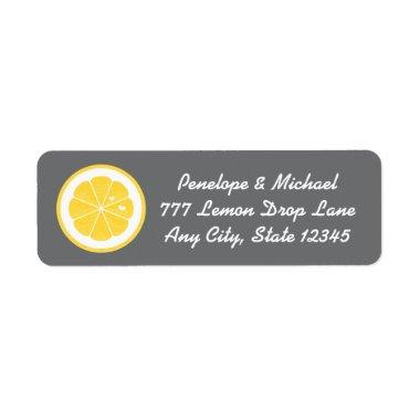 Yellow and Gray Lemon Heart Return Address Label
