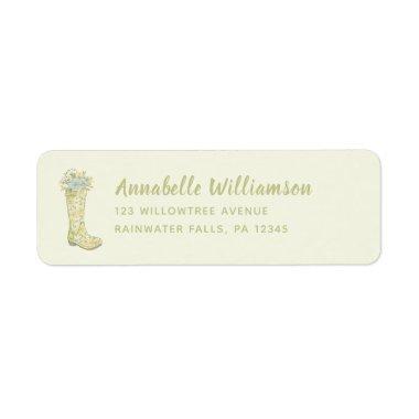 Yellow and Green Floral Rain Boots Return Address Label