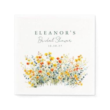 Yellow and Orange Meadow Wildflowers  Napkins