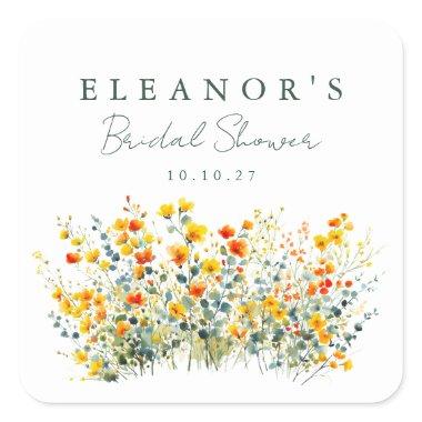 Yellow and Orange Meadow Wildflowers  Square Sticker