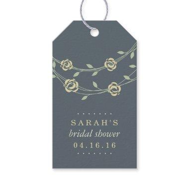 Yellow and Sage Green Floral Wreath Bridal Shower Gift Tags