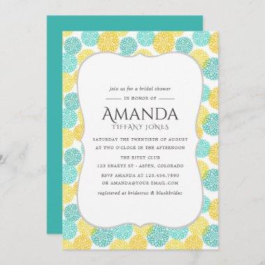 Yellow and Teal Floral Bridal Shower Invitations