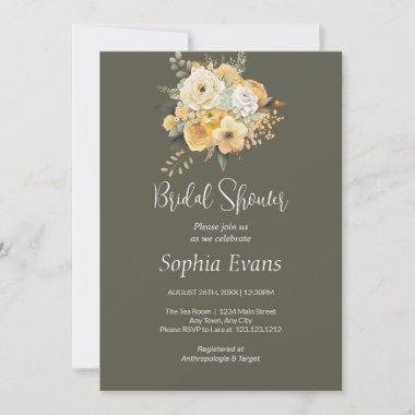 Yellow and White Floral Bouquet Bridal Shower Invitations