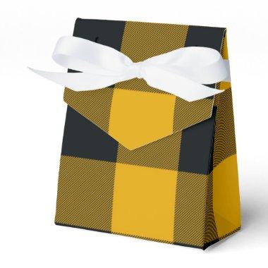 Yellow & Black Checkered Squares Buffalo Plaid Favor Boxes