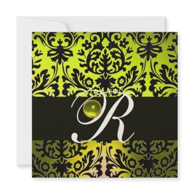 YELLOW BLACK DAMASK MONOGRAM TOPAZ Champagne