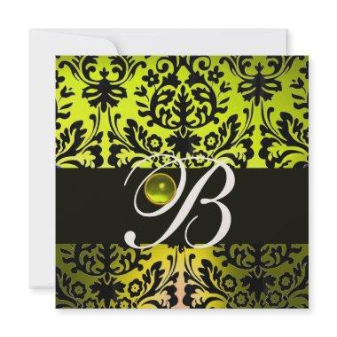 YELLOW BLACK DAMASK MONOGRAM TOPAZ GOLD