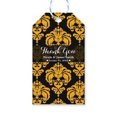 Yellow & Black Damask Vintage Wedding Event Favor Gift Tags