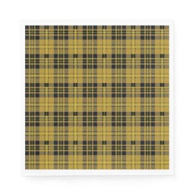 Yellow black tartan plaid lumberjack pattern napkins