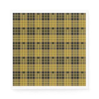 Yellow black tartan plaid lumberjack pattern napkins