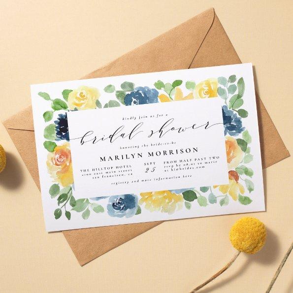 Yellow & Blue Watercolor Floral