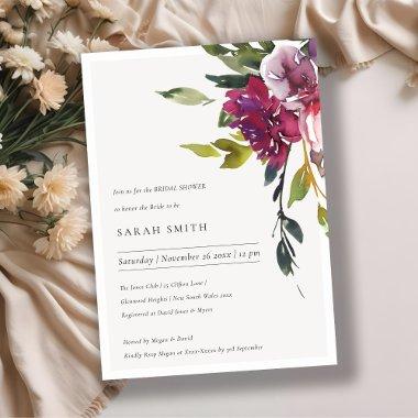 Yellow Blush Burgundy Floral  Invite
