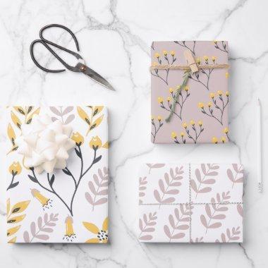 Yellow Botanical Wrapping Paper Sheets
