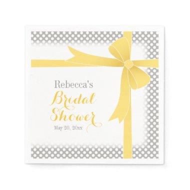 Yellow Bow & White Dots Bridal Shower Napkins