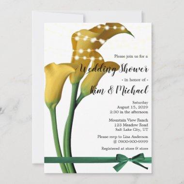 Yellow Calla Lily Strings of Light Wedding Shower Invitations