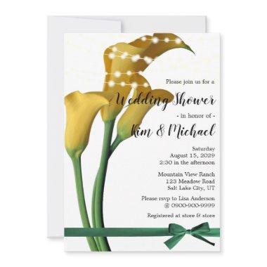 Yellow Calla Lily Strings of Light Wedding Shower Invitations