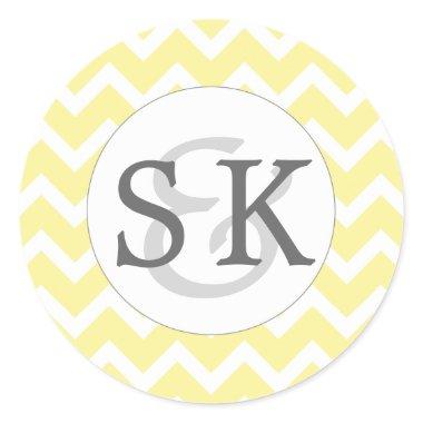 Yellow Chevron Monogram Wedding envelope seals