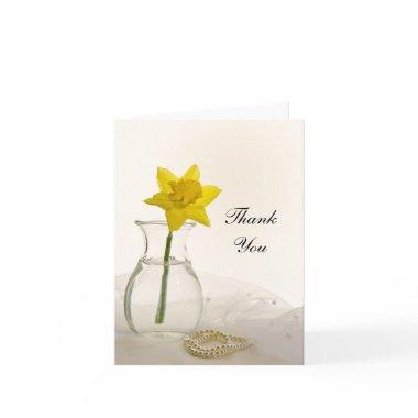 Yellow Daffodil and Pearls Wedding Thank You