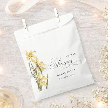 Yellow Daffodil Floral Watercolor Bridal Shower Favor Bag