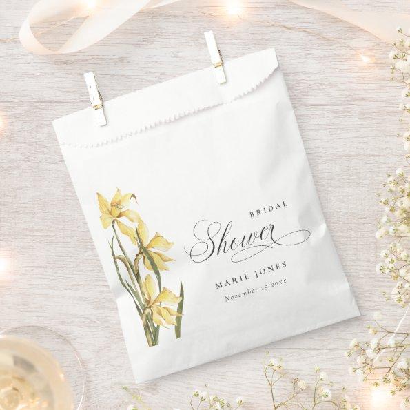 Yellow Daffodil Floral Watercolor  Favor Bag
