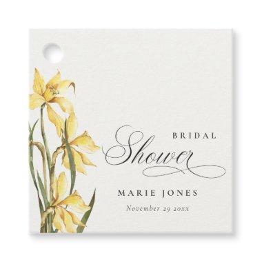 Yellow Daffodil Floral Watercolor Bridal Shower Favor Tags