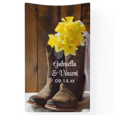Yellow Daffodils and Cowboy Boots Western Wedding Banner