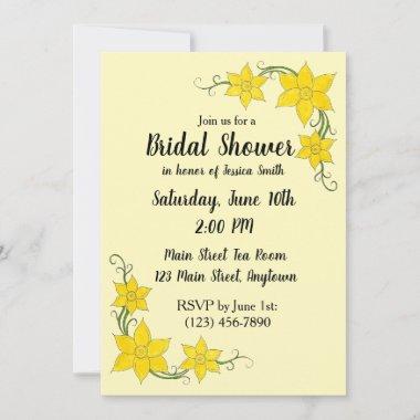 Yellow Daffodils Floral Flower Bridal Baby Shower Invitations