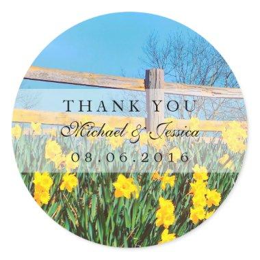 Yellow Daffodils Flower Thank You Label Stickers