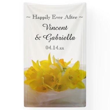 Yellow Daffodils on White Spring Wedding Banner