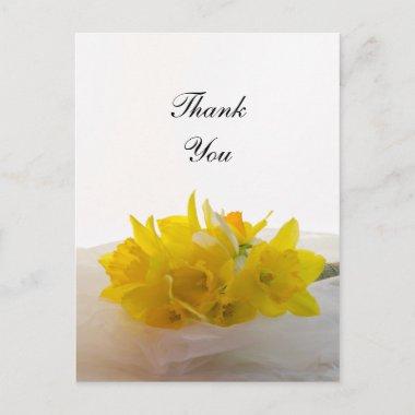 Yellow Daffodils on White Spring Wedding Thank You PostInvitations