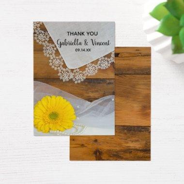 Yellow Daisy and Lace Country Wedding Favor Tag
