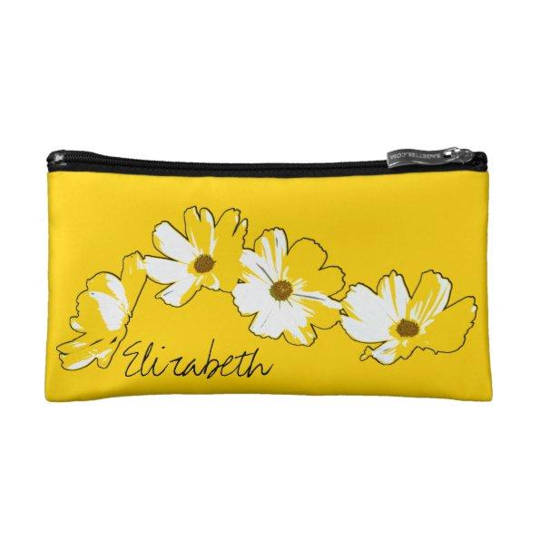 Yellow Daisy Chain Cosmetic Bag