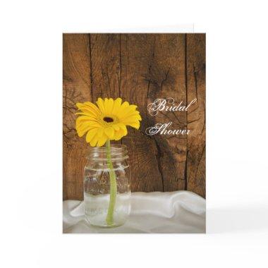 Yellow Daisy in Mason Jar Country Bridal Shower Invitations