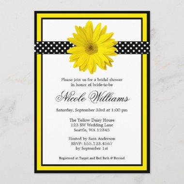 Yellow Daisy Polka Dots Bridal Shower Invitations