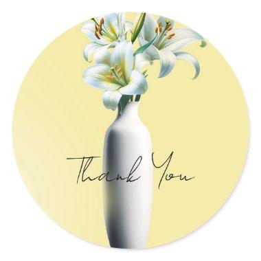 Yellow Easter Lilies Floral Vase  Classic Round Sticker