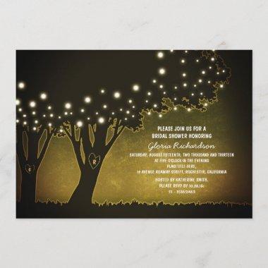 yellow evening romantic trees bridal shower invite