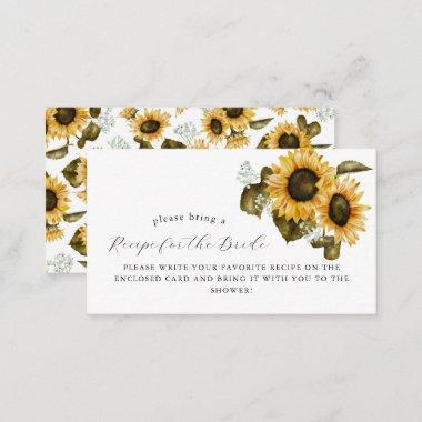 Yellow Floral Bridal Shower Recipe Request Enclosure Invitations