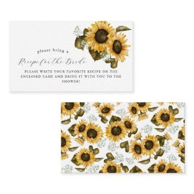 Yellow Floral Bridal Shower Recipe Request Enclosure Invitations