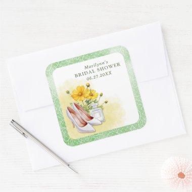 Yellow Floral  Square Sticker