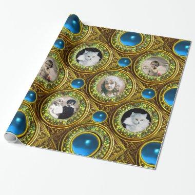 YELLOW FLORAL CHRISTMAS CROWN,BLUE GEM PHOTO FRAME WRAPPING PAPER